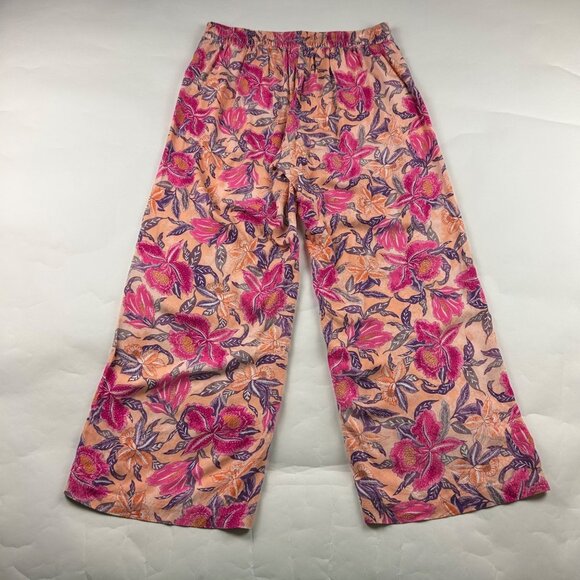 Old Navy Peach Pink Floral Lightweight Wide Leg Playa Pant L - Picture 6 of 7